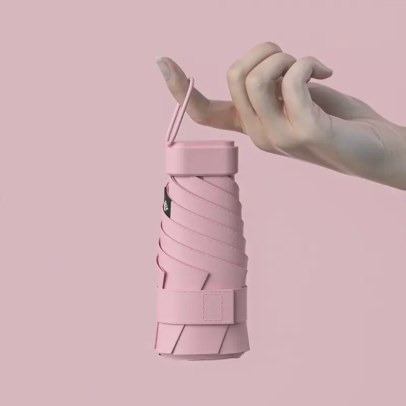 Wholesale Small Portable 6-Fold EVA handle for Adults Modern Mini Capsule pocket Umbrella with Strap Updated Hand Bag Design
