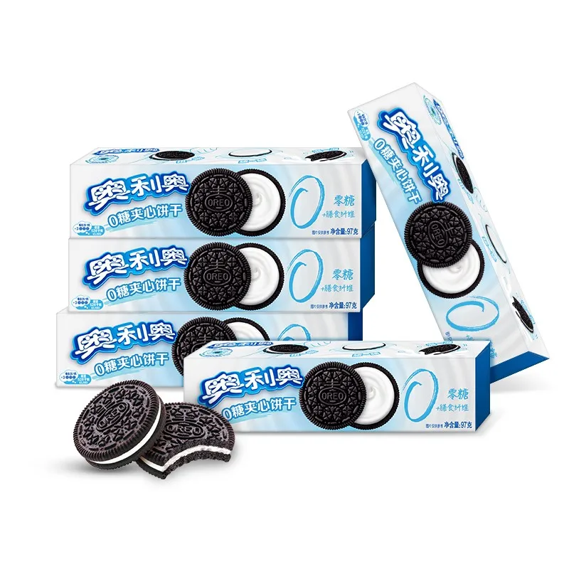 New product Oreo 0 sugar sugar-free sandwich biscuits children biscuits snacks 95g rose flavor
