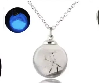 Custom Glass Bottle Glowing In the Dark necklace Diy jewelry charm openable 12mm 16mm crystal glass ball pendant