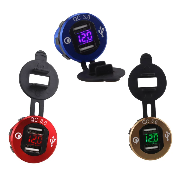 Car and motorcycle modified USB charger mobile phone tablet QC3.0 metal fast charging car charger