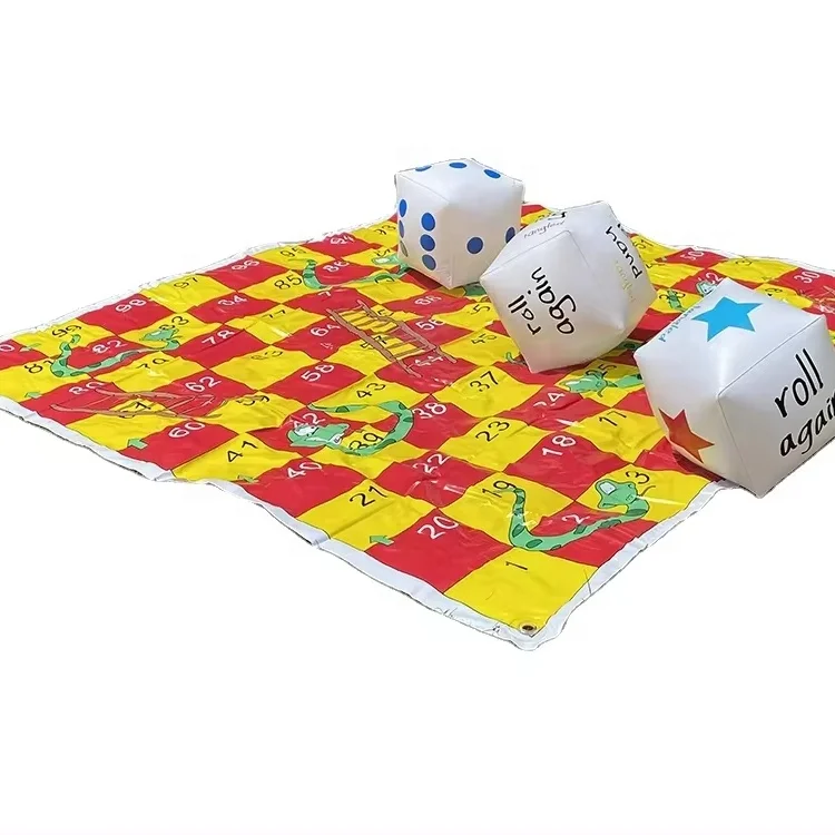 Two-sided 1.5*1.5M 2 in 1 kids lawn game mat 2 in 1 giant snakes and ladders games&large twister game