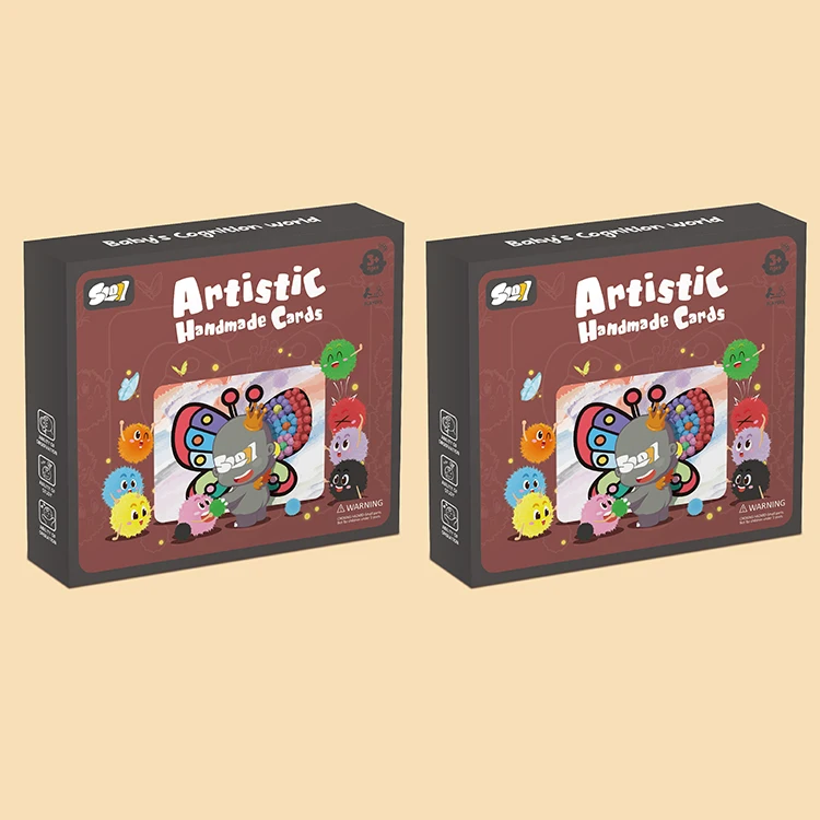 2022 New Diy Funny Handmade Card Color Hair Ball Handmade Sticky Painting Educational Toy For Kids