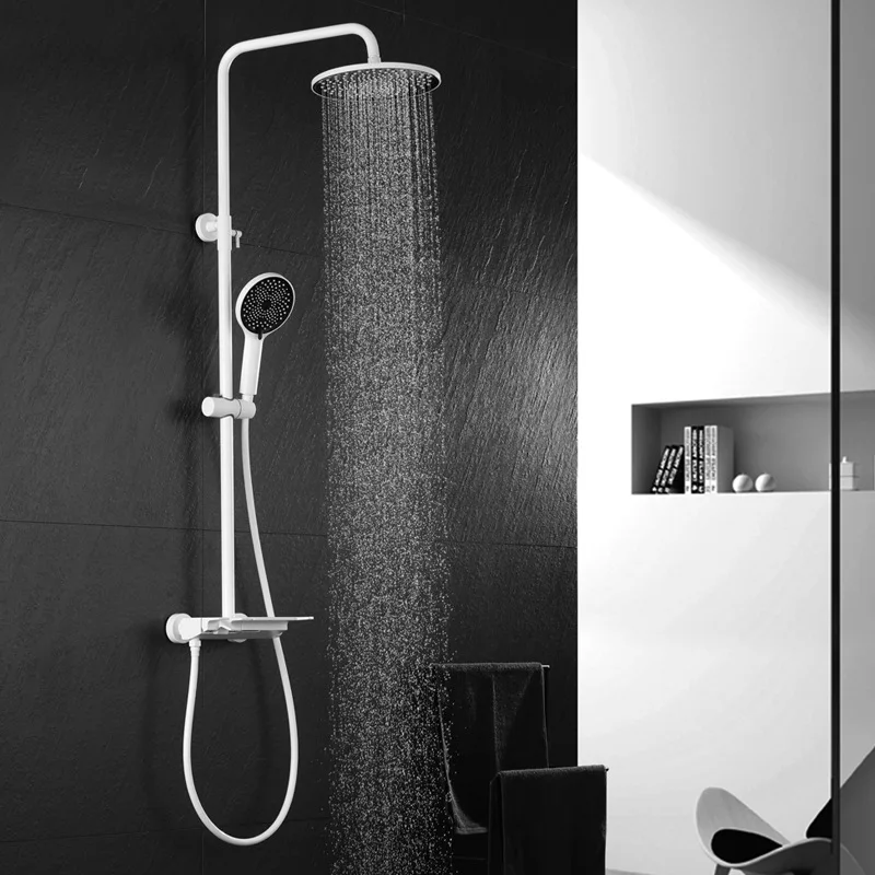 Shower System Square Handheld ShowerWall Mounted Shower Faucet Set Included Valve and Trim Kit