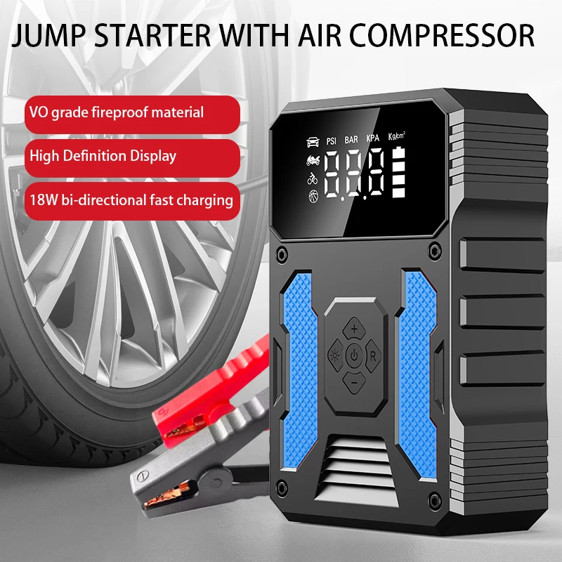 Factory Price 12V 3000A Portable car jump starter with air compressor 150PSI tire pump Multifunction jump starter power bank