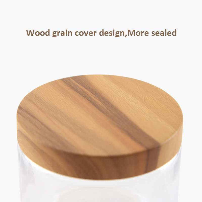 Wood grain lid transparent  candy bottle Jam food jars plastic storage  Nut bottle honey jars