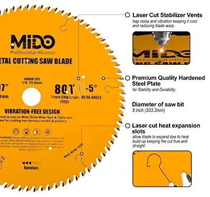 Professional Abrasive Saw Blade 10 Inch Miter Saw Blades 50-Teeth Crosscutting Ripping Tico Carbide Cutting Saw Blades for Table