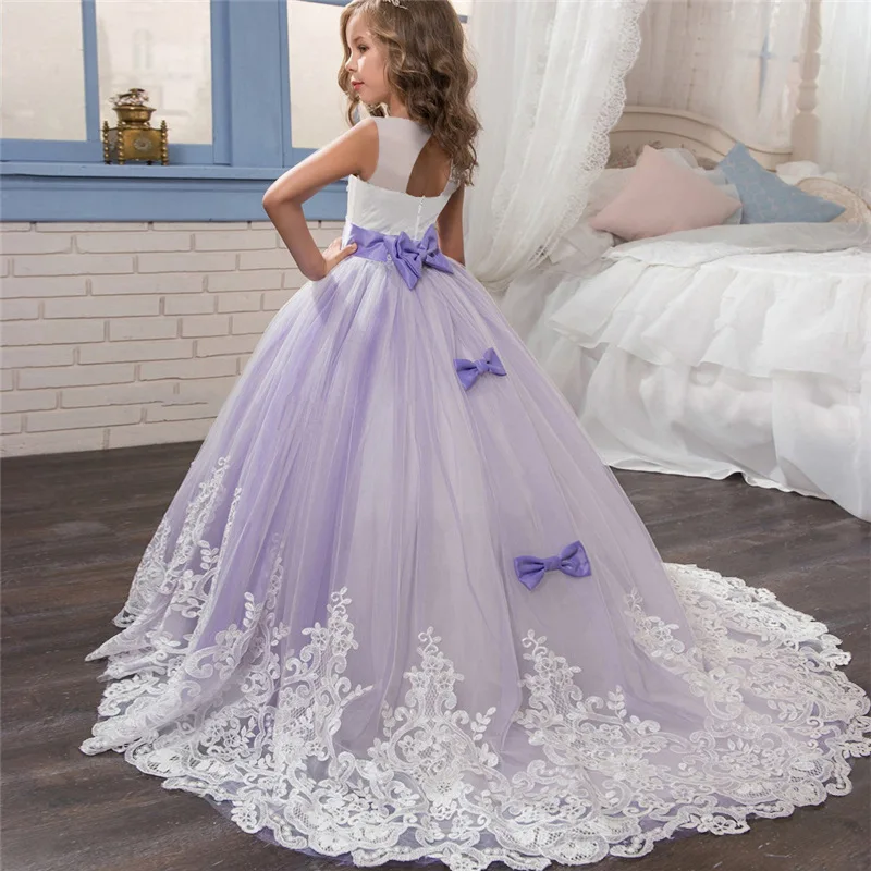 88406  Kids Birthday Boutique Clothing Luxury Lace Long Frock Flower Girl Wedding Communion Pageant Dress