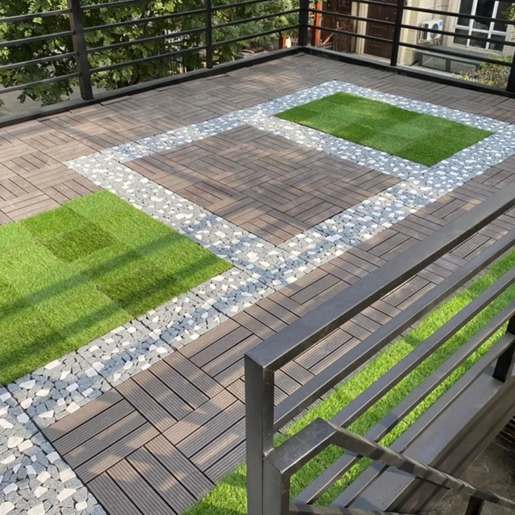 Customized Waterproof Multi-Purpose Grey Walkway WPC Wood Modular Plastic Composite Floor Outdoor Decking Tiles On Sell
