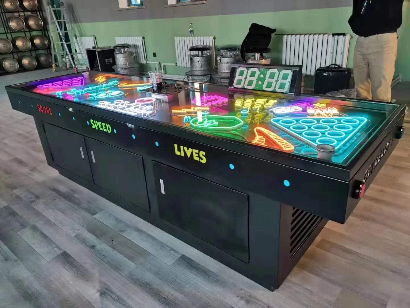 
Bar electronic arcade,Indoor and Outdoor Party Game Table Beer gameTable led neon lights beer game table 