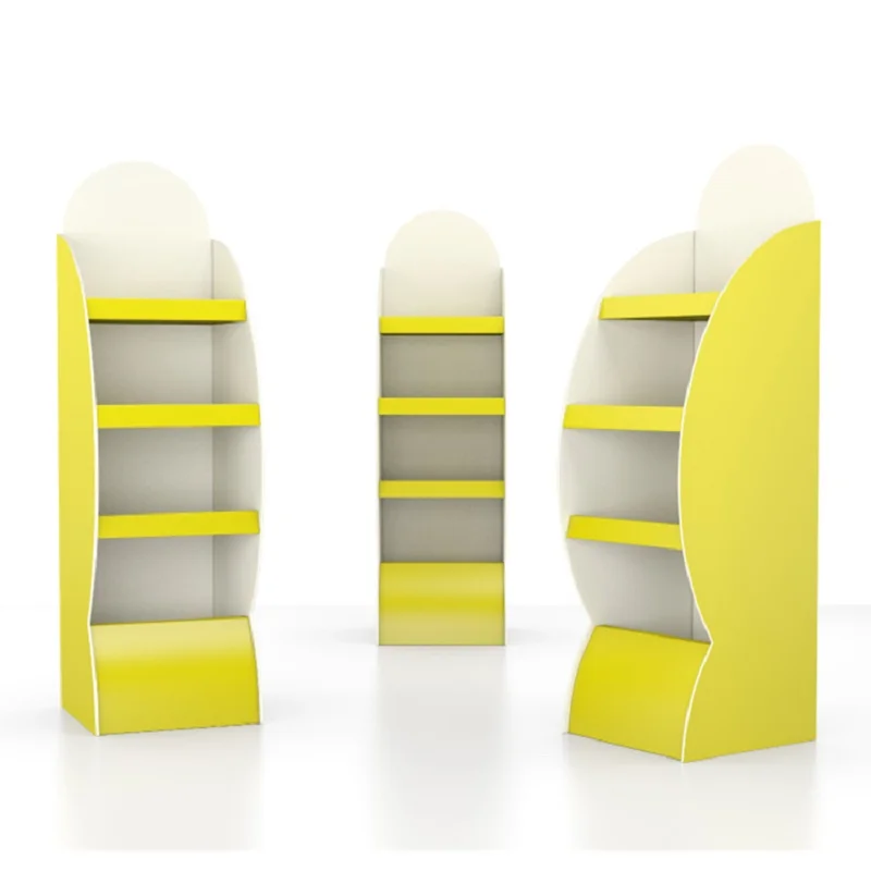 
Single-sided Floor Standing Tiered Acrylic Shelving Cardboard Pallet Display 