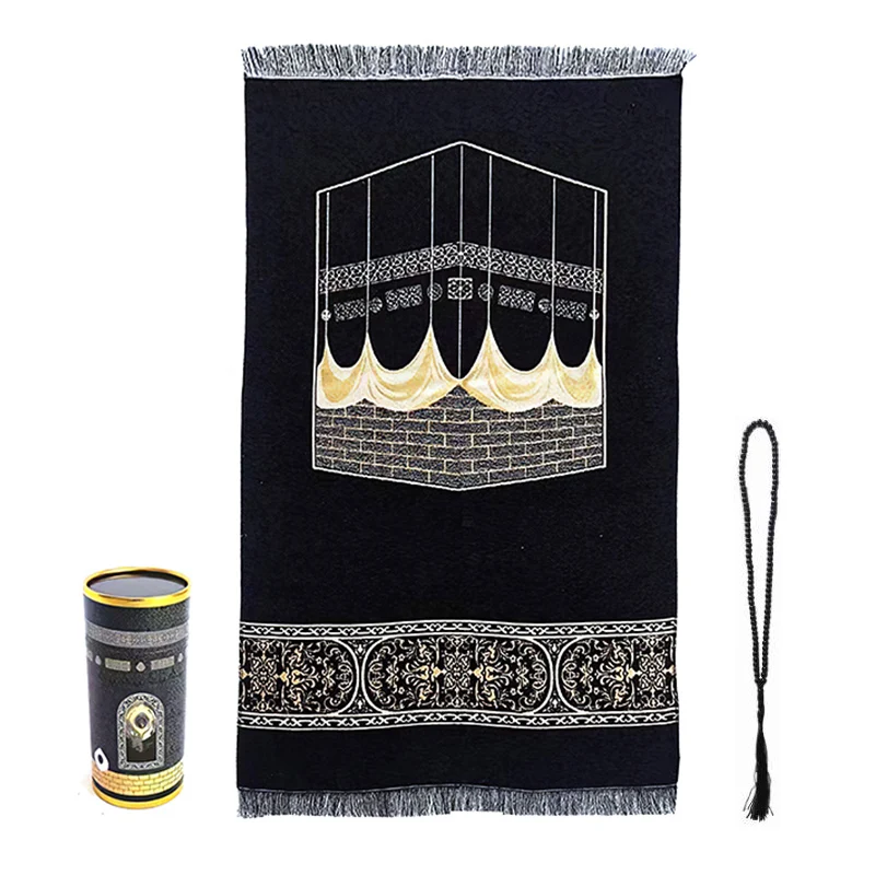 Mosque Mini Printed Worship Mat Islamic Pilgrimage Prayer Mat Carpet 100% Polyester Muslim Worship Blanket Square Muslim Gift