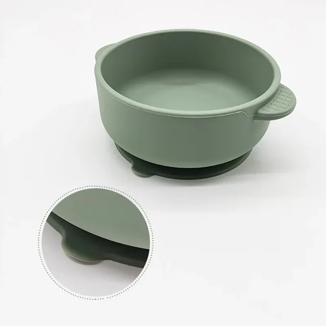 Custom Color Durable Waterproof Baby Feeding Products Anti Spill Thick Silicone Baby Suction Bowl