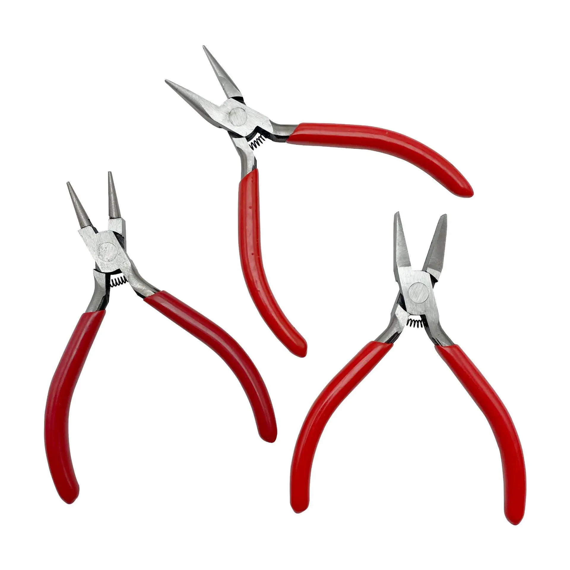 130mm Red Handle Jewelry Making Pliers Round Nose Flat Nose Jewelry Winding Wire Pliers Golden Sword Toothless Spring Pliers