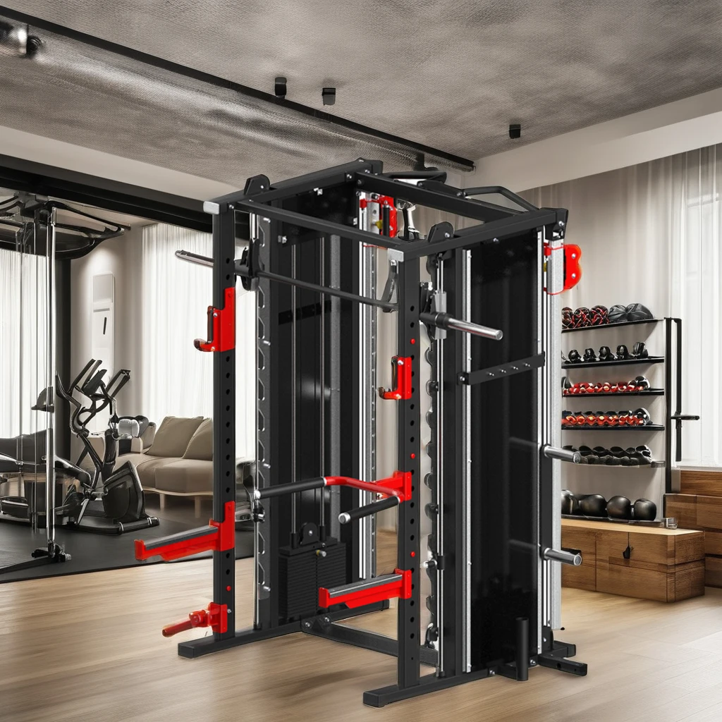 2024 Heavy-Duty Commercial Power Cage Gym Fitness Exercise Equipment Functional Trainer Squat Rack Smith Machine Station