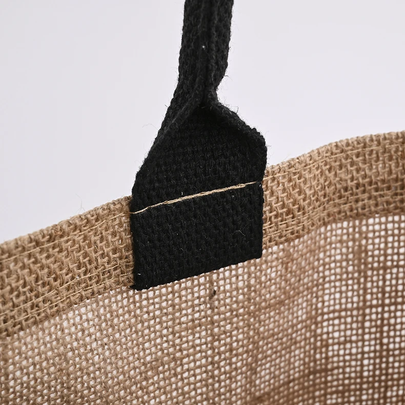 Customized Printed logo Jumbo Burlap Handbag Eco Reusable Shopping Jute Tote Bag