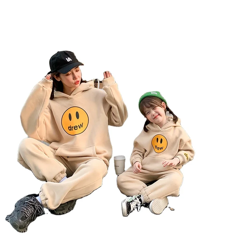 Parent-child autumn winter sweater set smile face 2pcs Family Matching Outfits for mom kids