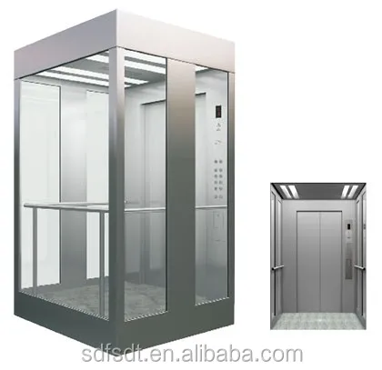 vvvf High quality Commercial panoramic Vacuum Passenger Glass lifts elevators