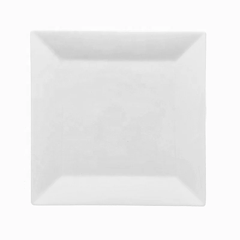 10 inch elegant white ceramic tableware dish porcelain square flat charger plate