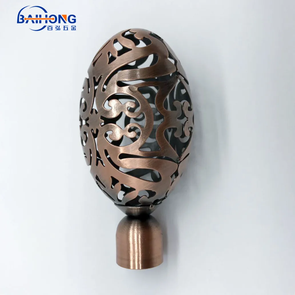Hollowing Out Copper  Metal Curtain Finials,hot sell curtain pipe end caps