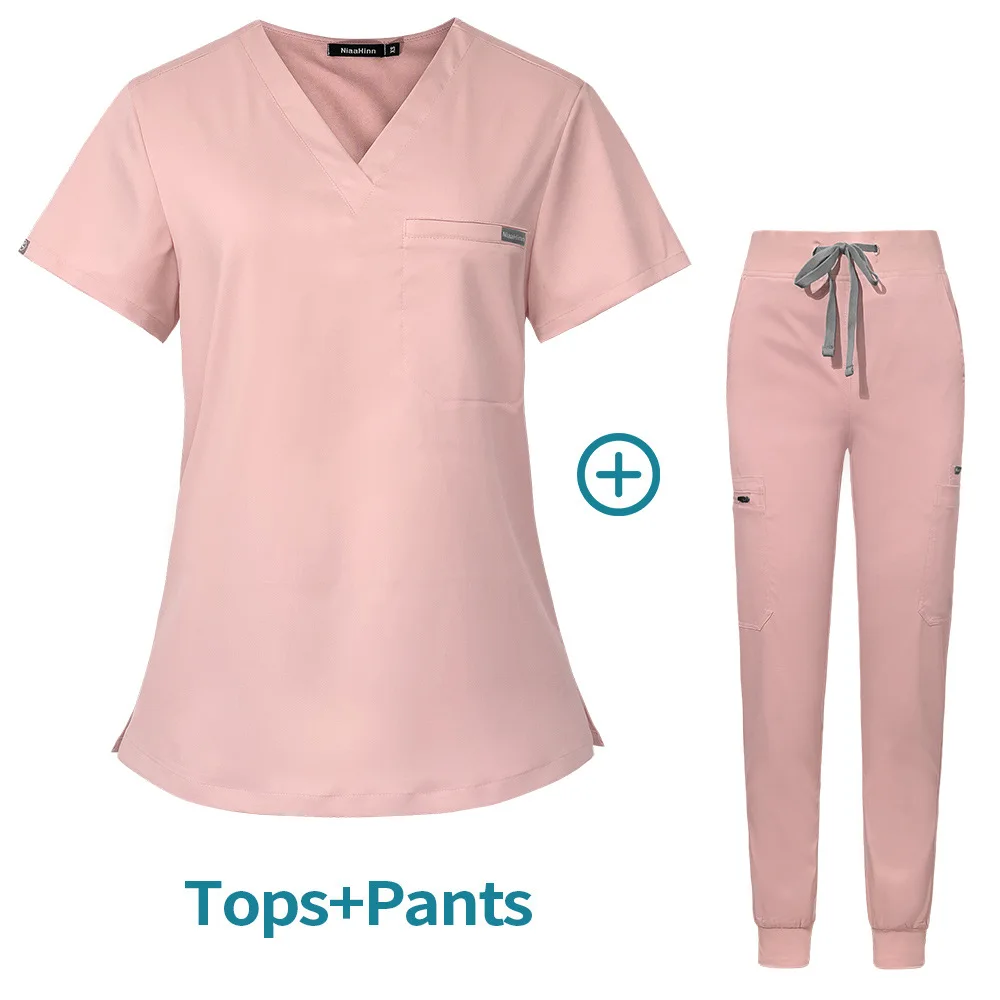 Wholesale Custom Scrubs Suit Hospital Uniforms Medical Nursing Scrubs Jogger Pant Short Sleeve Nurse  Scrubs Uniforms Sets