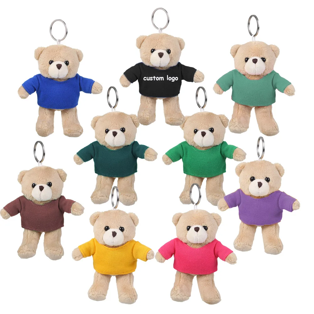Wholesale cheap mini animal keychain plush toy custom promotion cute teddy bear plush keychain toys