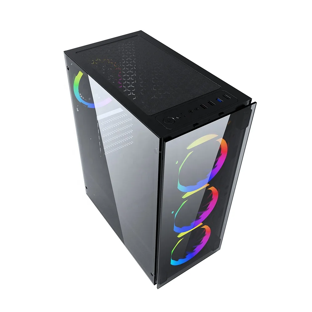  Лидер продаж игровой компьютерный чехол с полным стеклом ATX средней башни для