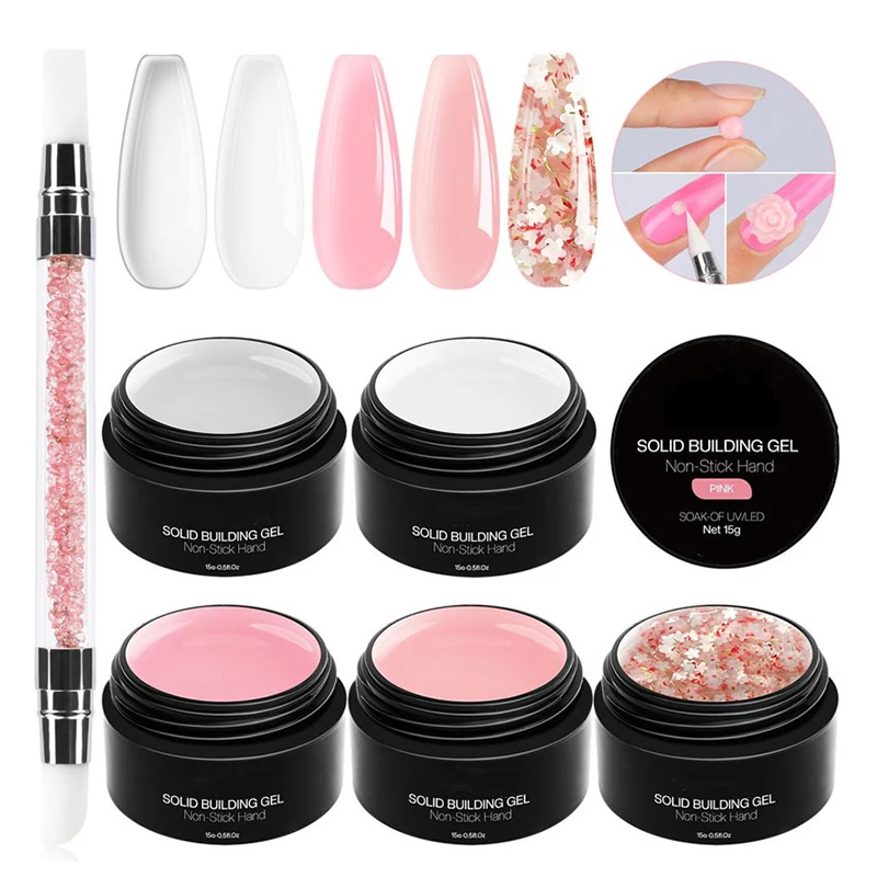 Non-stick Hand Nail Art Solid Extending Glue suit Novice Nail Art Construction Paperless Crystal Extending Glue