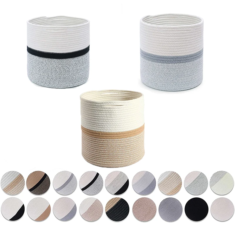 Wholesale Foldable Cotton Woven Rope Plant Basket For Flower Pot Home Decor Planters Storage Organizer Laundry, Grocery Basket