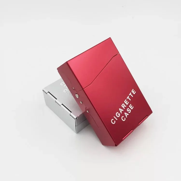 Metal Aluminum Men Cigarette Case Pack 20PCS Customized Logo With Black Grey Silver Blue Gold Red Purple Color For Promotion