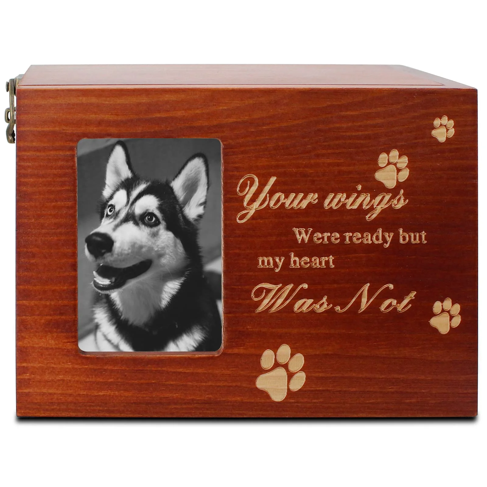 Pet Urns for Dog or Cat Ashes Wooden Dog Urns for Ashes with Photo Frame Memorial Urn for Dog Ashes