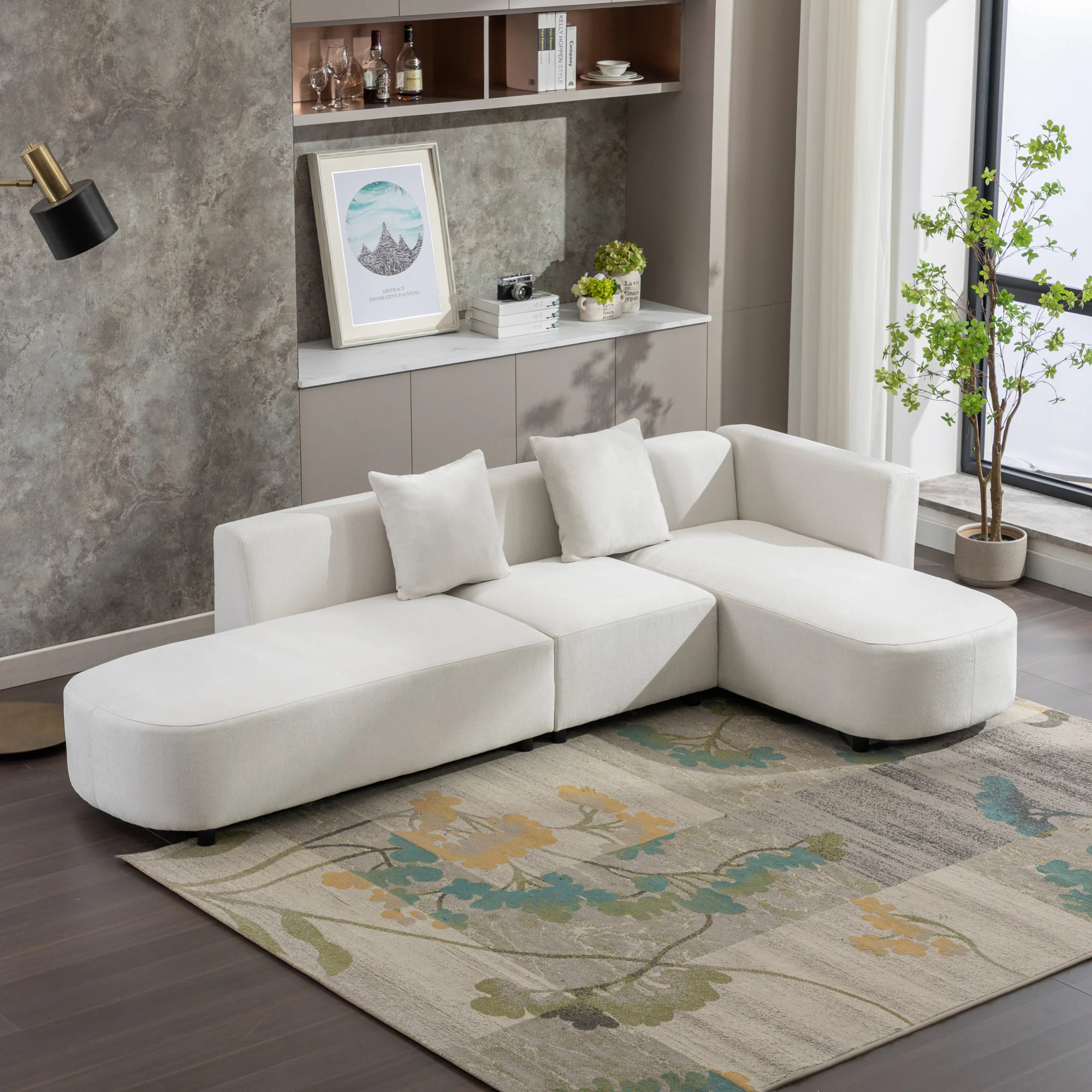 Nordic Design Luxury Modern Fabric Style U-Style Upholstery L Shape Sectional Living Room Sofas Set Furniture for Home