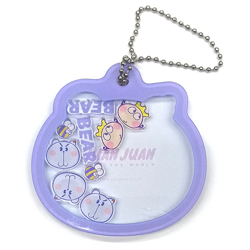 Clear acrylic charms custom keychain double sided machine recycled acrylic epoxy resin shaker