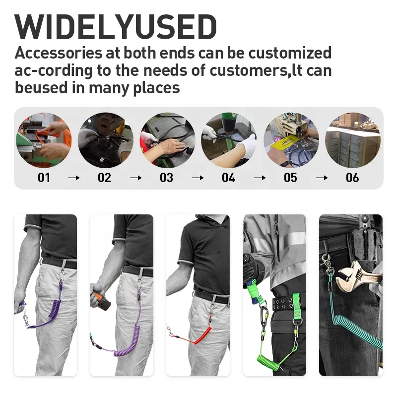 ferrule crimping tool proto safety elastic holder wire coil lanyard Tool Lanyard With Marine Grade Carabiner