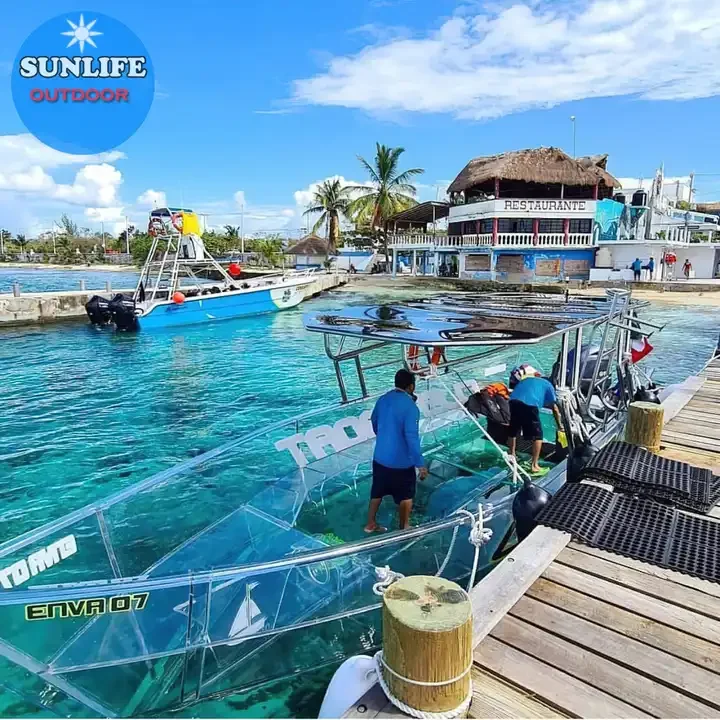 SUNLIFE big size clear boat transparent glass bottom boat crystal vessel clear boat for 15 passengers with 75HP motor engine