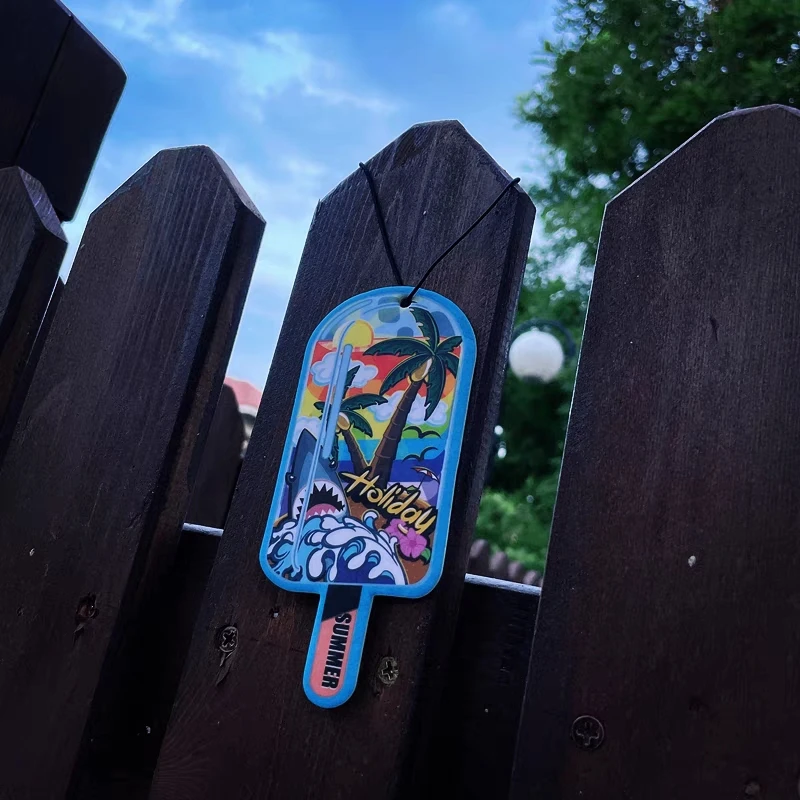 No minimum OEM hot selling custom car shaped hanging car air freshener with different fragrance with cardboard packaging