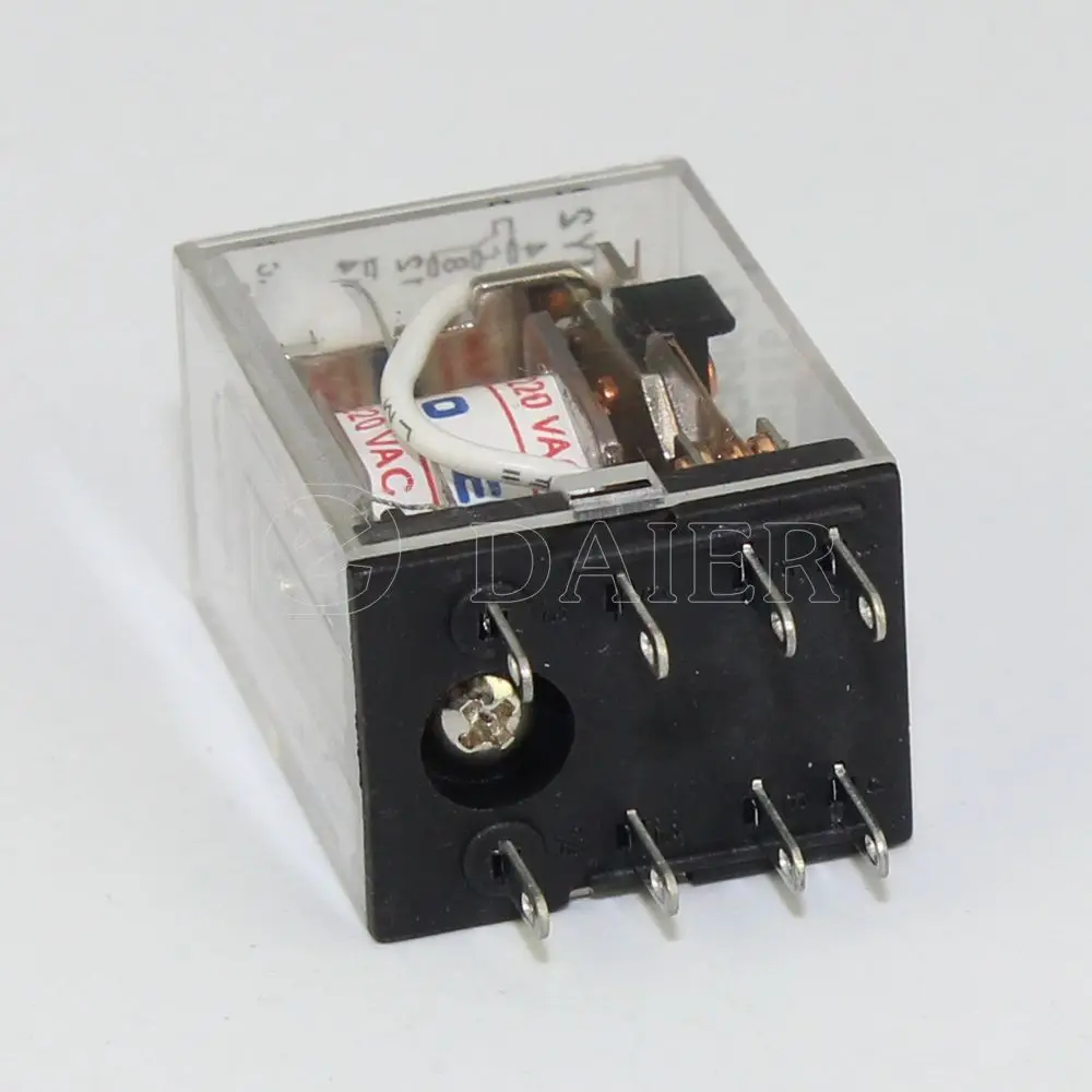 Electromagnetic 6V-250V HH52P(MY2) 12V 24V MY2N Intermediate Relay 8 Pin 2NO2NC Double Poles with Led Lamp