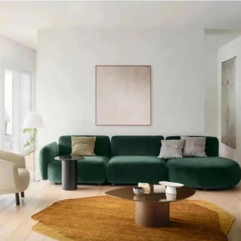 Round and soft light luxury arc sofa with caramel velvet fabric module sofa living room sofa