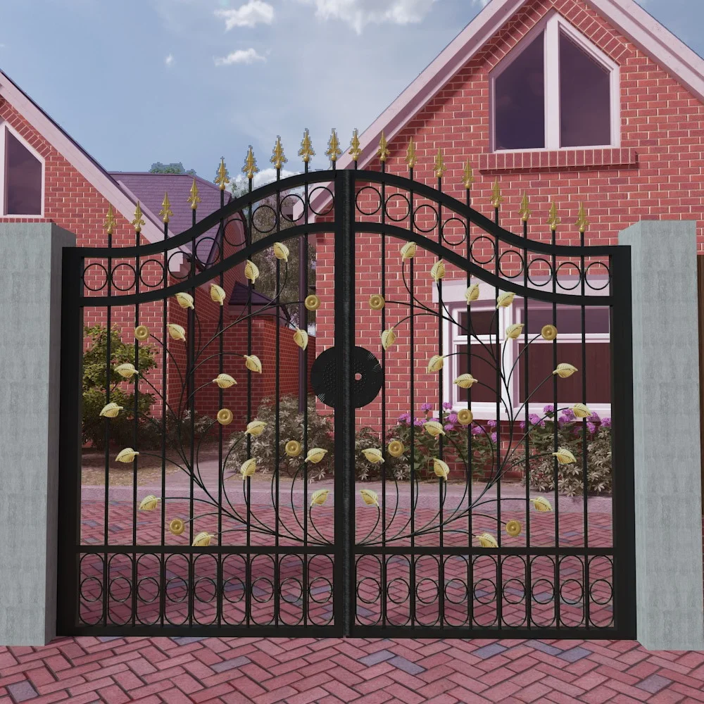 Competitive Price Swing Front Garden Gates Hurricane Proof Grill Design Swing Folding Gate Iron Garden Gate