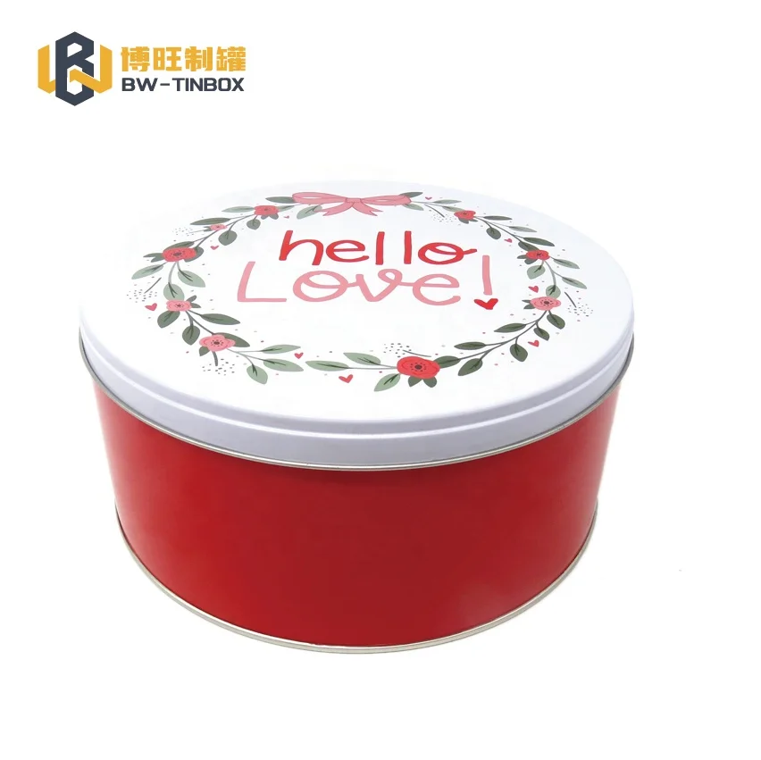 Custom Printing Tinplate Storage Container Food Candy CMYK Tin Cans for Cake Cupcake Container CN;GUA Recyclable Round Metal Iso