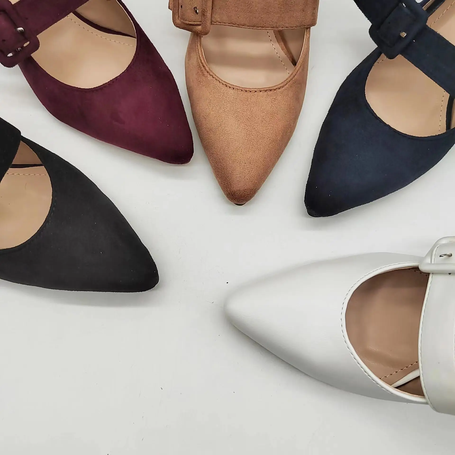SenChen Hot Sales Ladies Spring and Autumn Leather Women Sandals Summer Block Heel Pointed Dress Pumps Shoes Mid