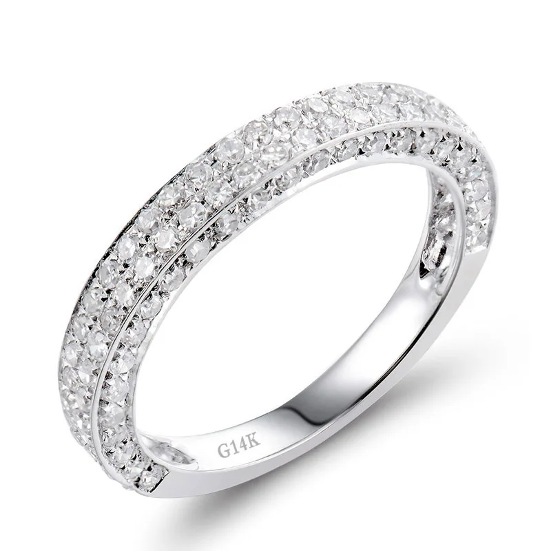 Классический Натуральная Бриллиантовая FG-SI 0.64ct Обручальное кольцо в 14kt белого золота ювелирные изделия для пары