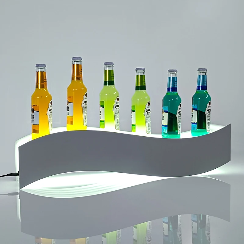 Wholesale Custom New Arrival Acrylic Wine Display Stand Liquor Cabinets Acrylic Bottle LED Lighted for Bar Pub Shelves