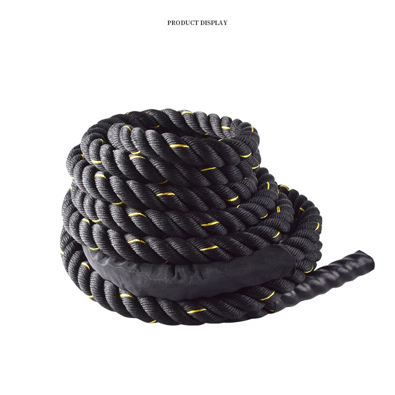 Power Training Black Nylon Gym Fitness fighting sport exercise Heavy Climbing Poly Dacron anchor strap battle rope