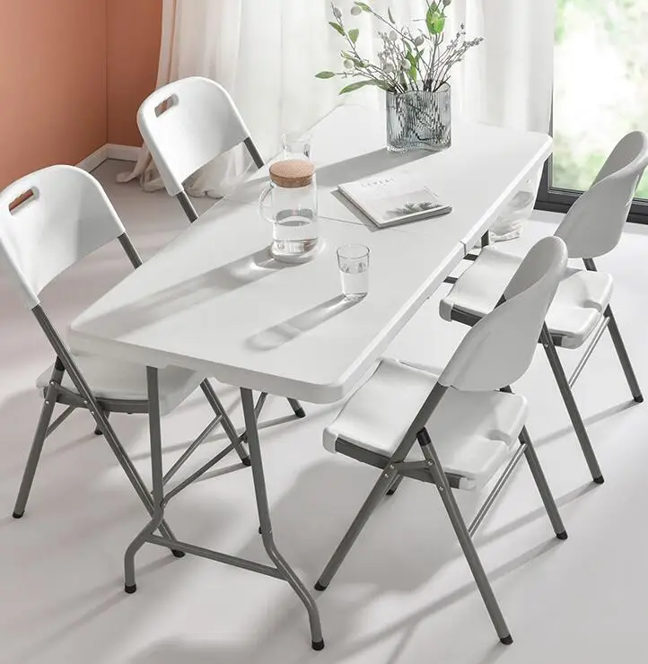 Heavy Duty 6ft 180cm HDPE Plastic Folding Banquet Table with Steel Frame and Locking Mechanism