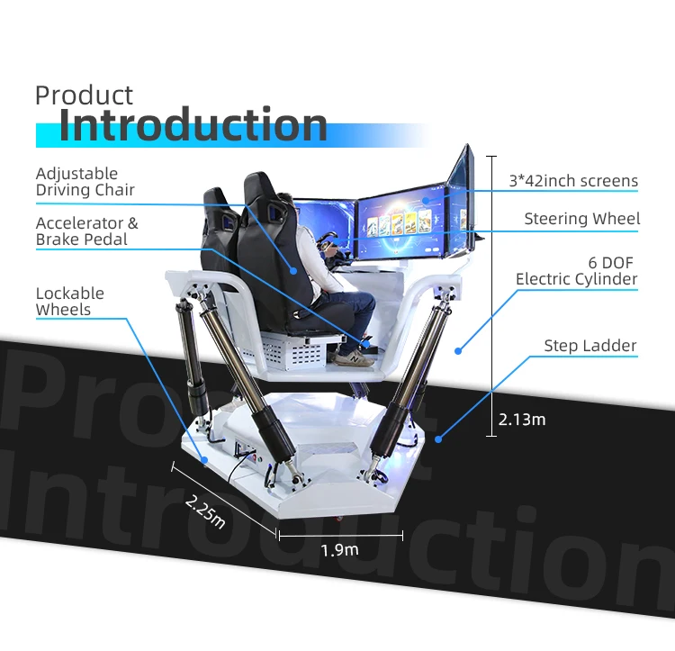 Direct Sale 5 Kw 3*42 Inch Screens Indoor Car Motion F1 Racing Game Machine Driving Simulator For Two Players
