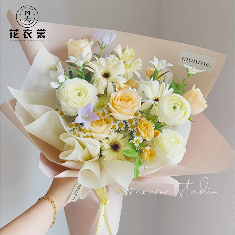 
60cmX10Y Plastic Wrapping Paper RollIing Pure Color Flower Waterproof Korean Wrapping Paper 