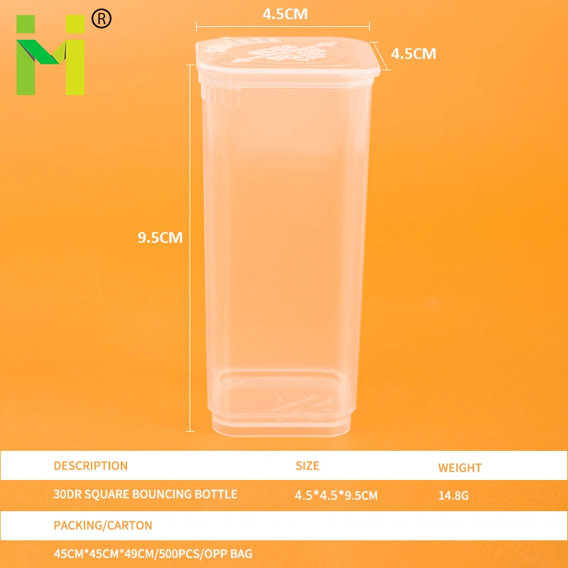 Capsule 30 dram pop top vial pharma grade plastic pill vials square