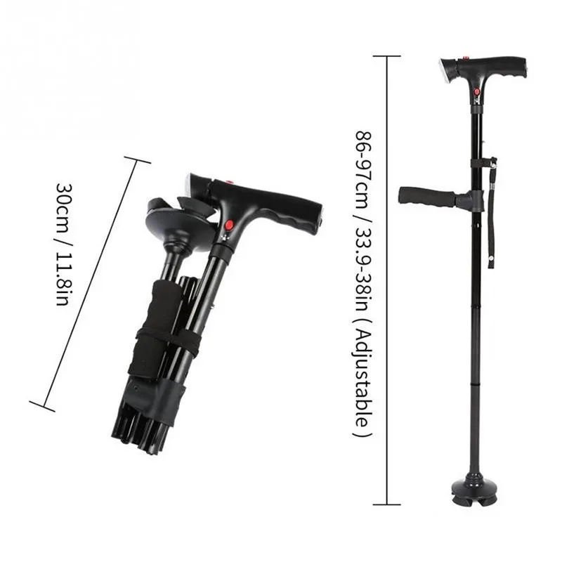 Collapsible Telescopic Folding Cane Elder Led With Alarm Walking Trusty Sticks Crutches for Mothers the Fathers