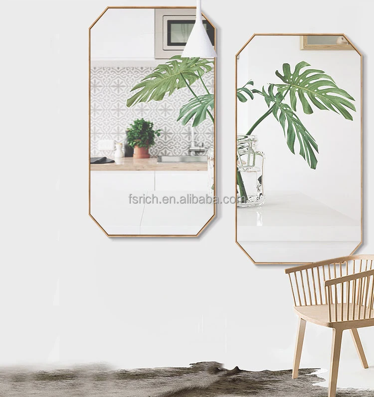 Ruicheng Custom Decorative Wall Mounted Bathroom 3D Aluminium Framed Hexagon Mirror