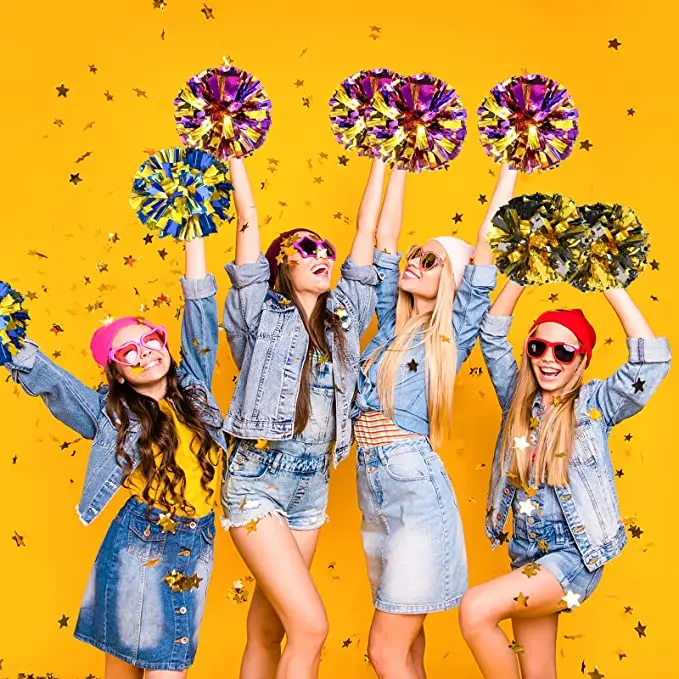 double spell color cheerleading Pom Sports Dance Cheer Plastic Poms for Sports Team Spirit Cheering